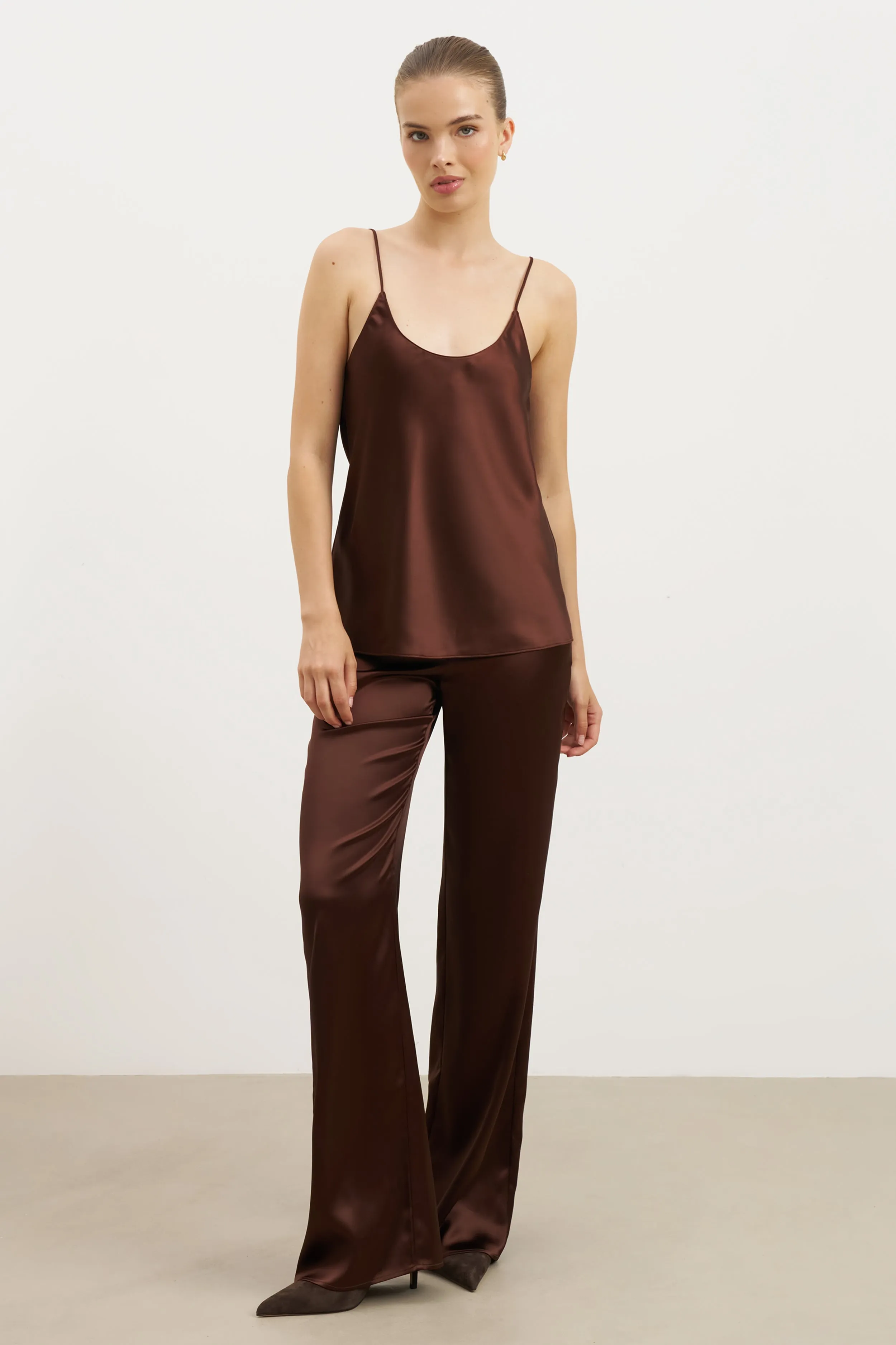 Satin Scoop Neck Camisole - Carob Built In Filter Layer NonIrritatingTags