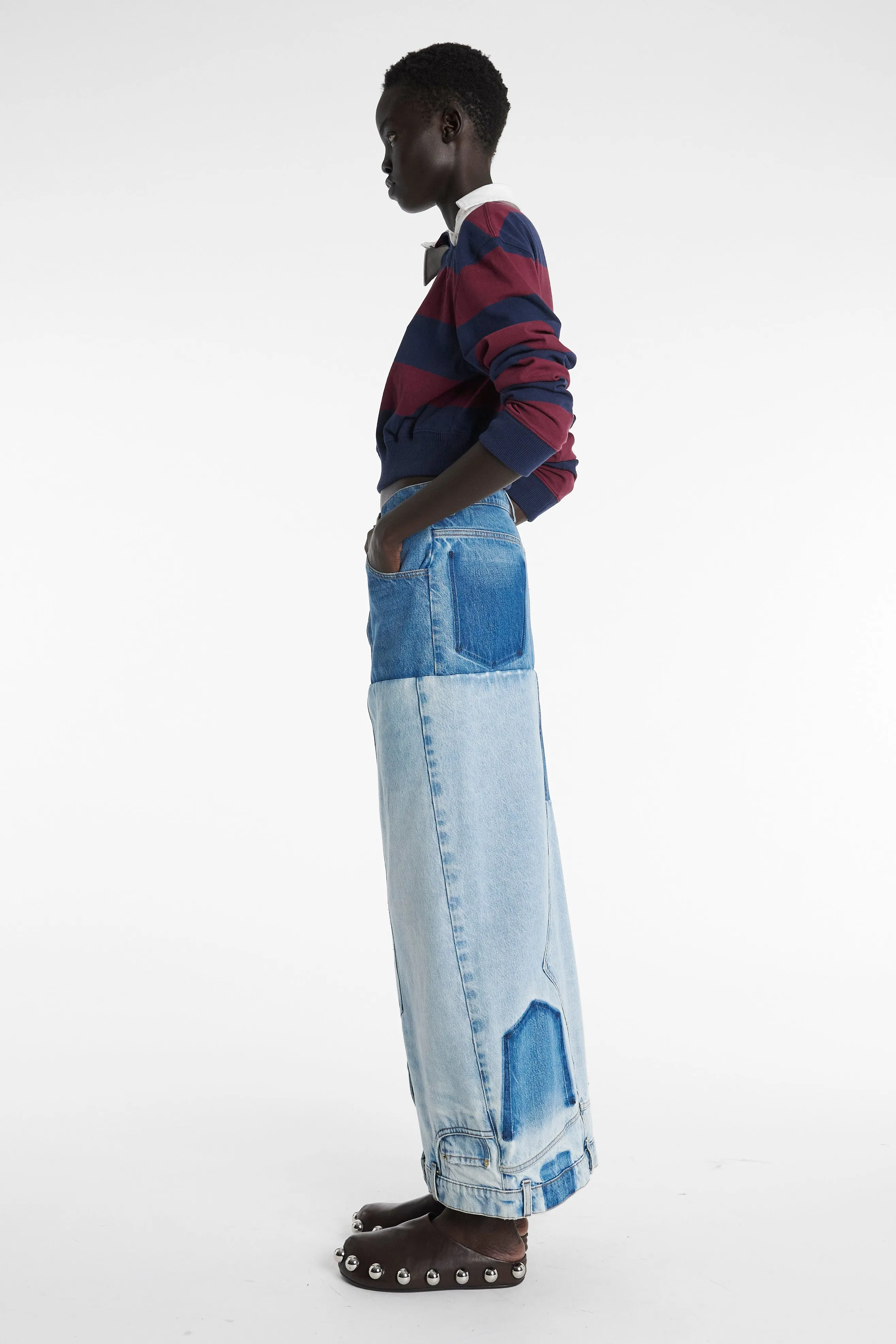 Street Inspired Recycled Denim Mirror Effect Skirt Blue