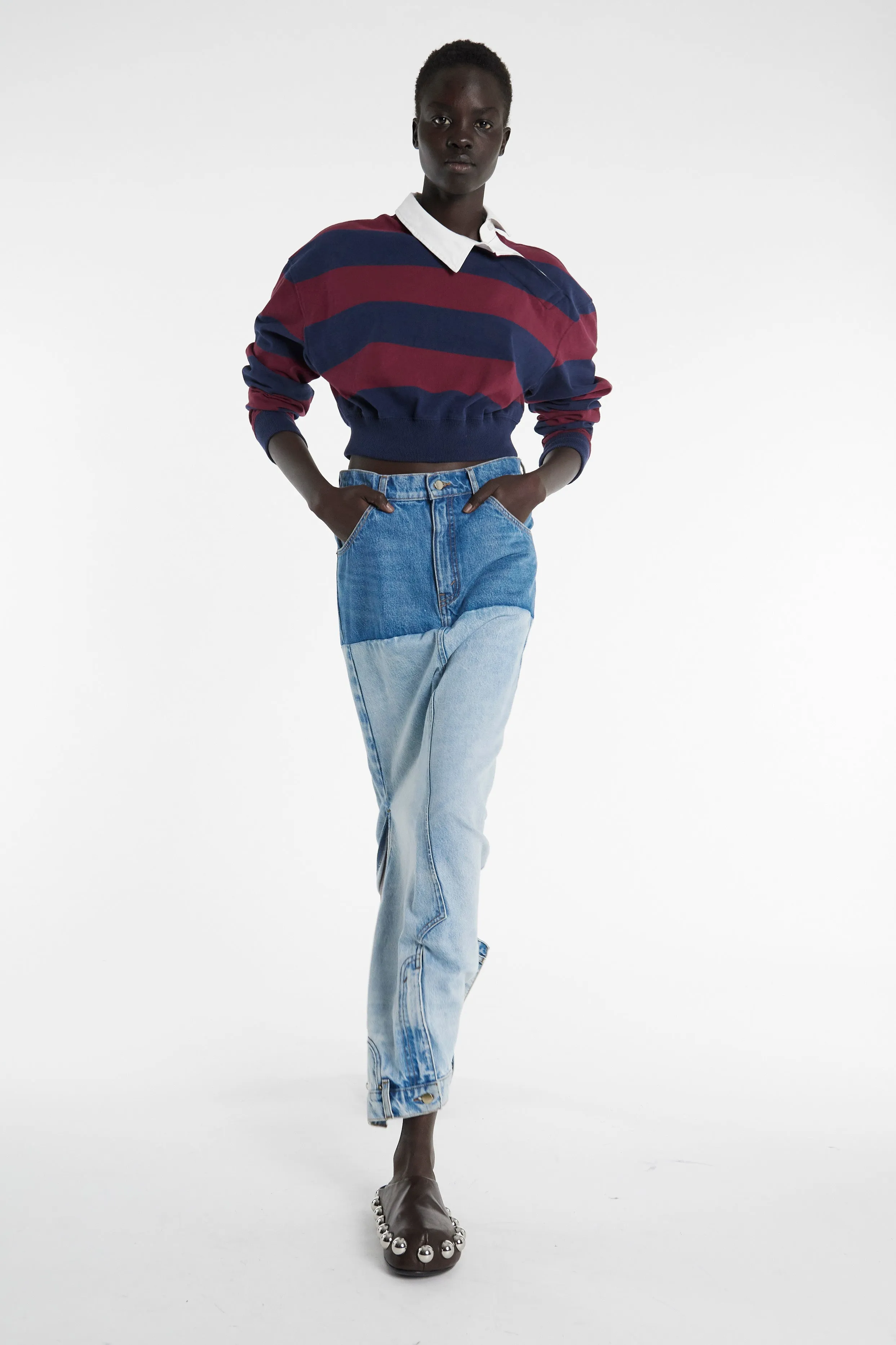 Recycled Denim Mirror Effect Skirt Blue Wrinkle Free Fabric Treatment Recycled Fiber Content