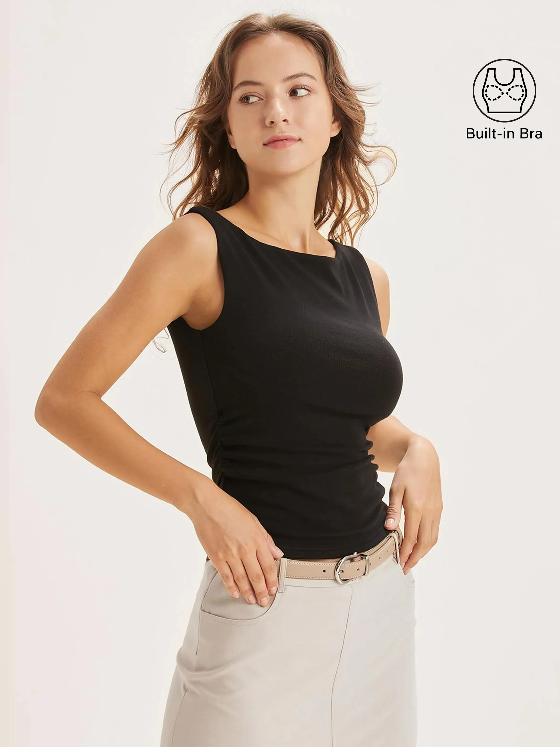 Relaxed Fit Shirt Boat Neck Brami Tank Top