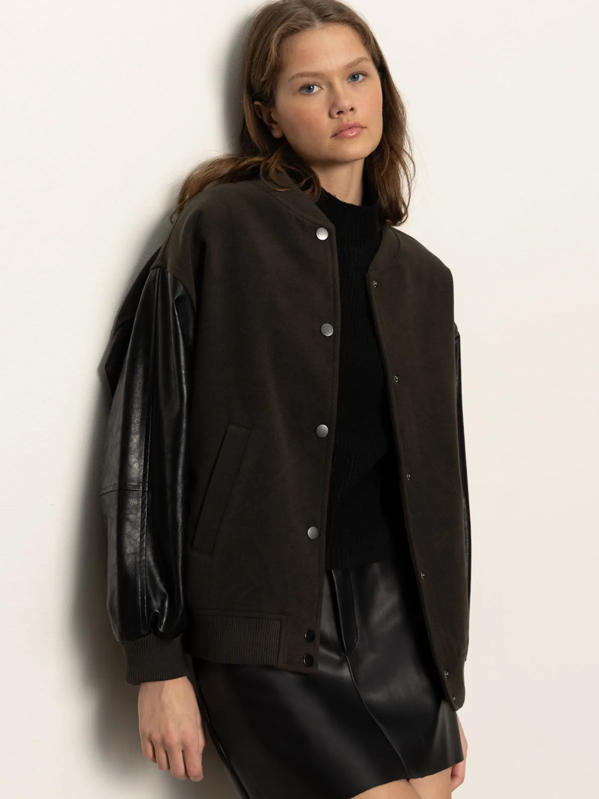 Wardrobe Essential Swim Designer Club Varsity Jacket Midnight Olive