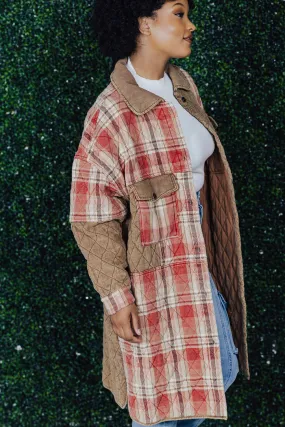 Zoey Quilted Long Jacket Lux Collection - FINAL SALE Hidden Zipper Closure LightweightMaterial