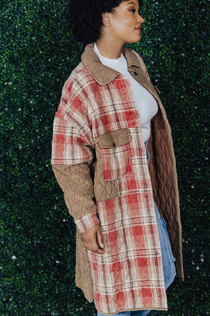 Zoey Quilted Long Jacket Lux Collection - FINAL SALE Hidden Zipper Closure LightweightMaterial