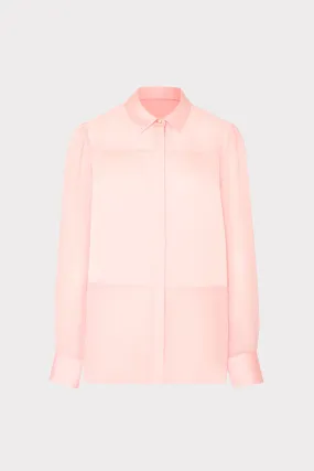 Snag Resistant Fabric Andy Satin Combo Button Up Blouse