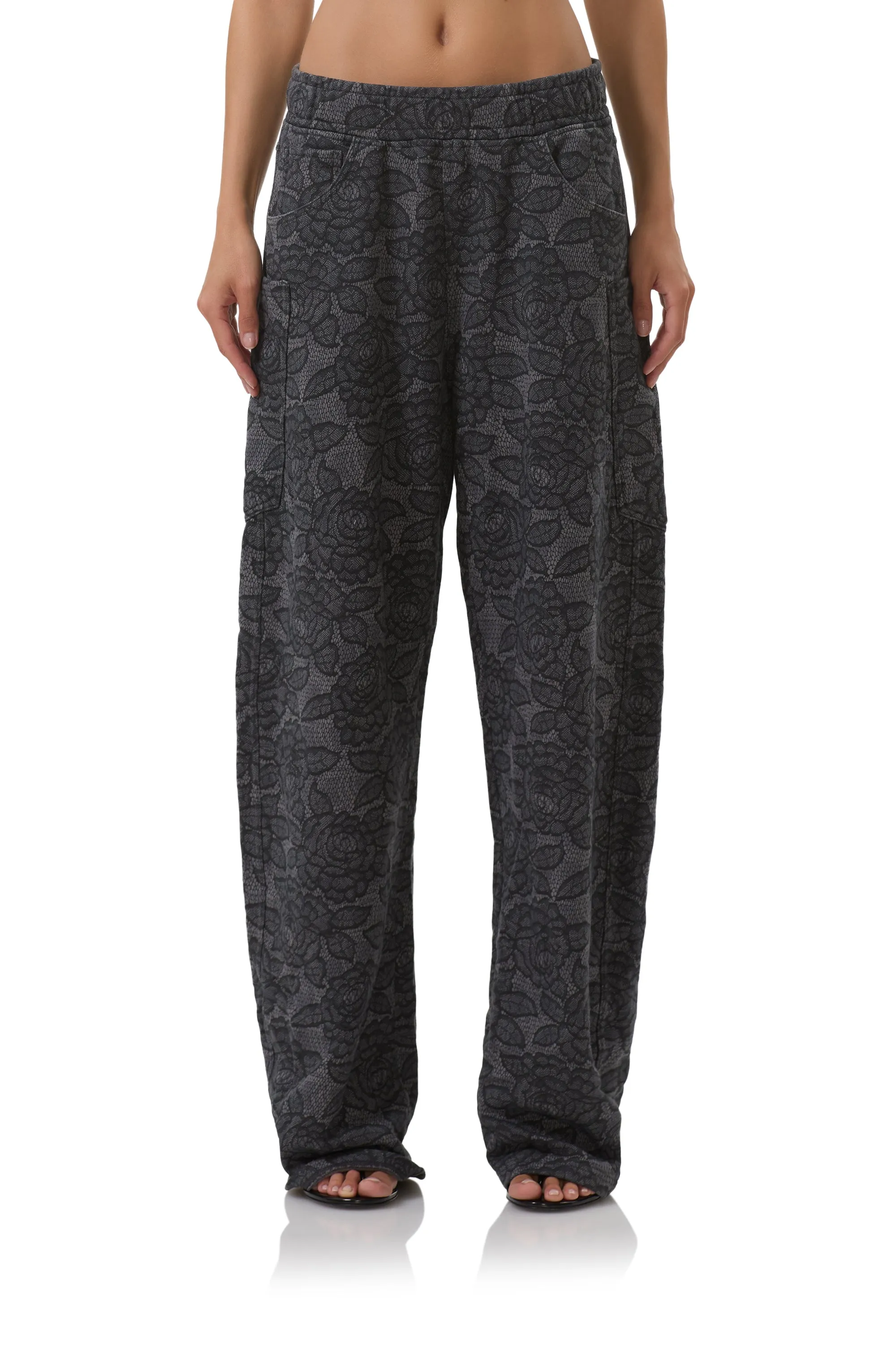 Stretch Panels Cozy And Stylish Ryan Barrel Sweatpant - Black Lace