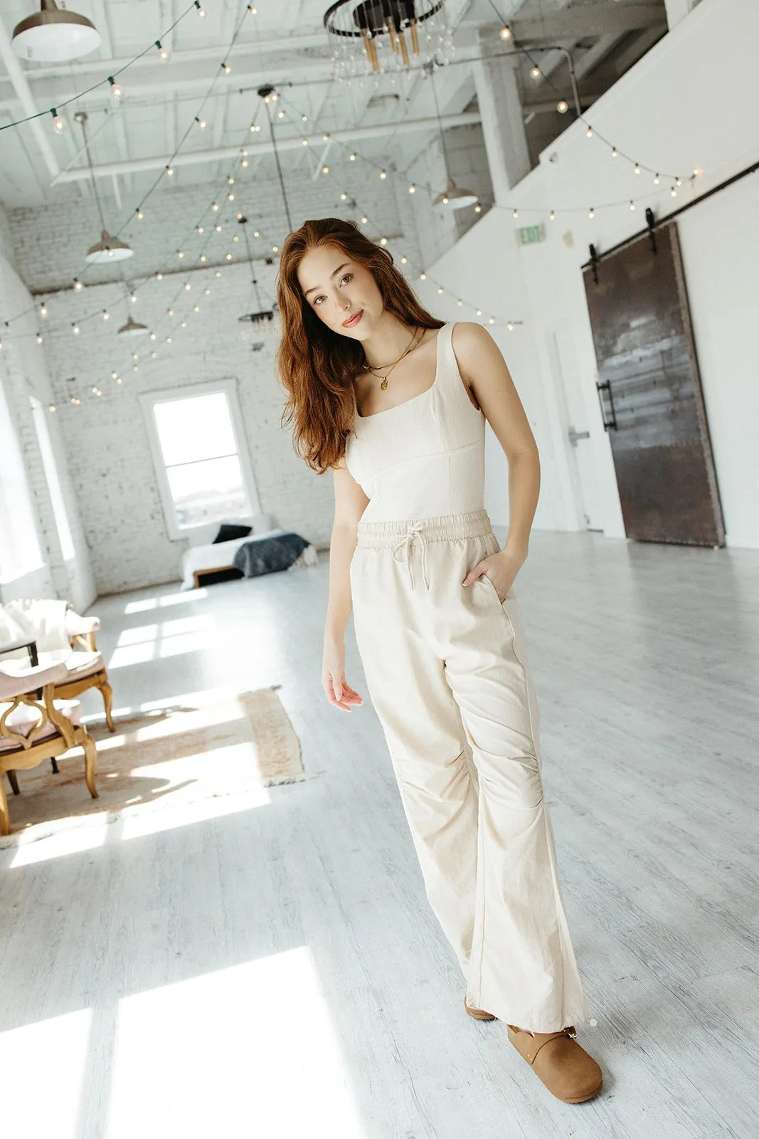 Yours Truly Jumpsuit SubtleTexture VNeckReinforcement