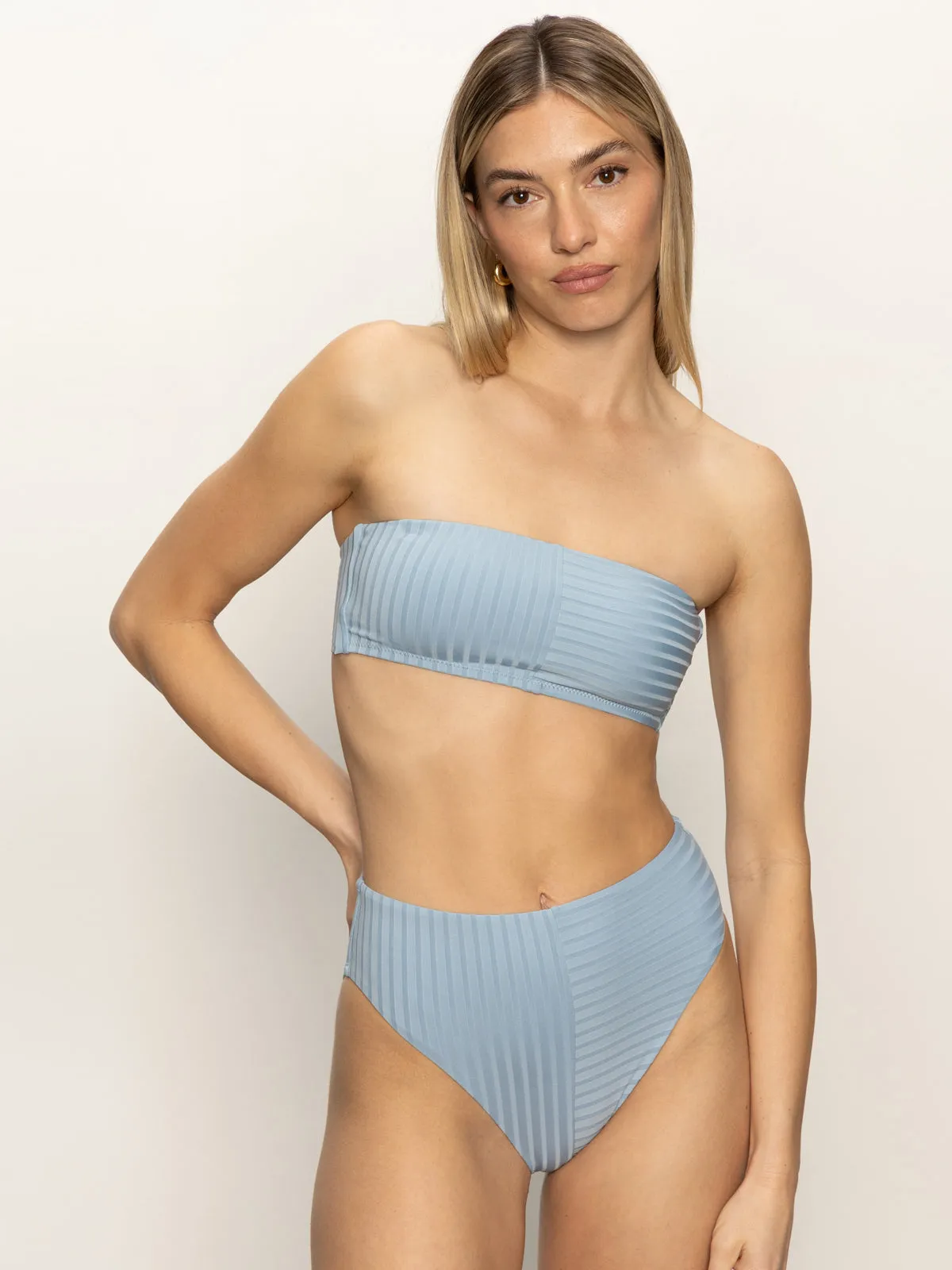Refresh Rib Bandeau Bikini Top Blue Chateau AthleticInspired