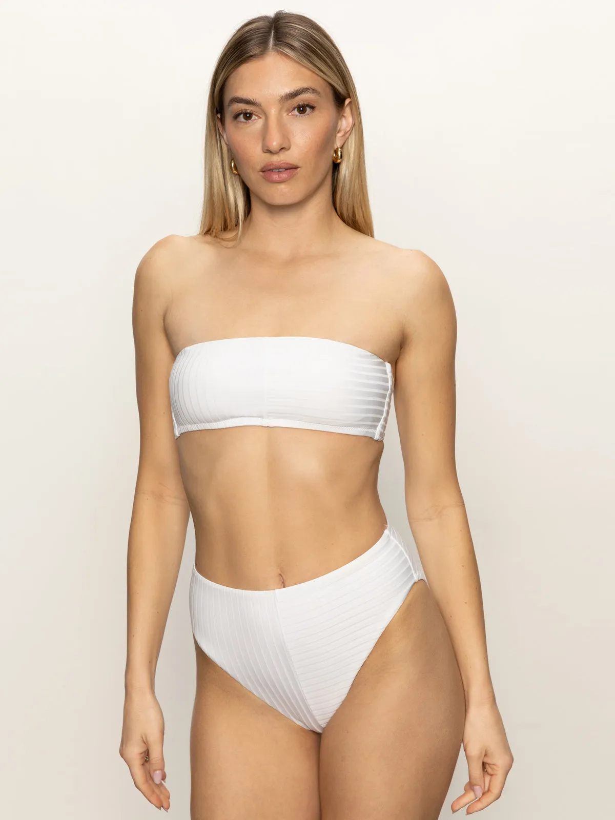 EthicallySourcedMaterial Everyday Style Refresh Rib Bandeau Bikini Top White