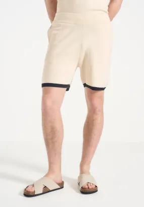 Regis - Contrast Detail Knit Shorts - Cream SweatGuard Lining Breathable Design