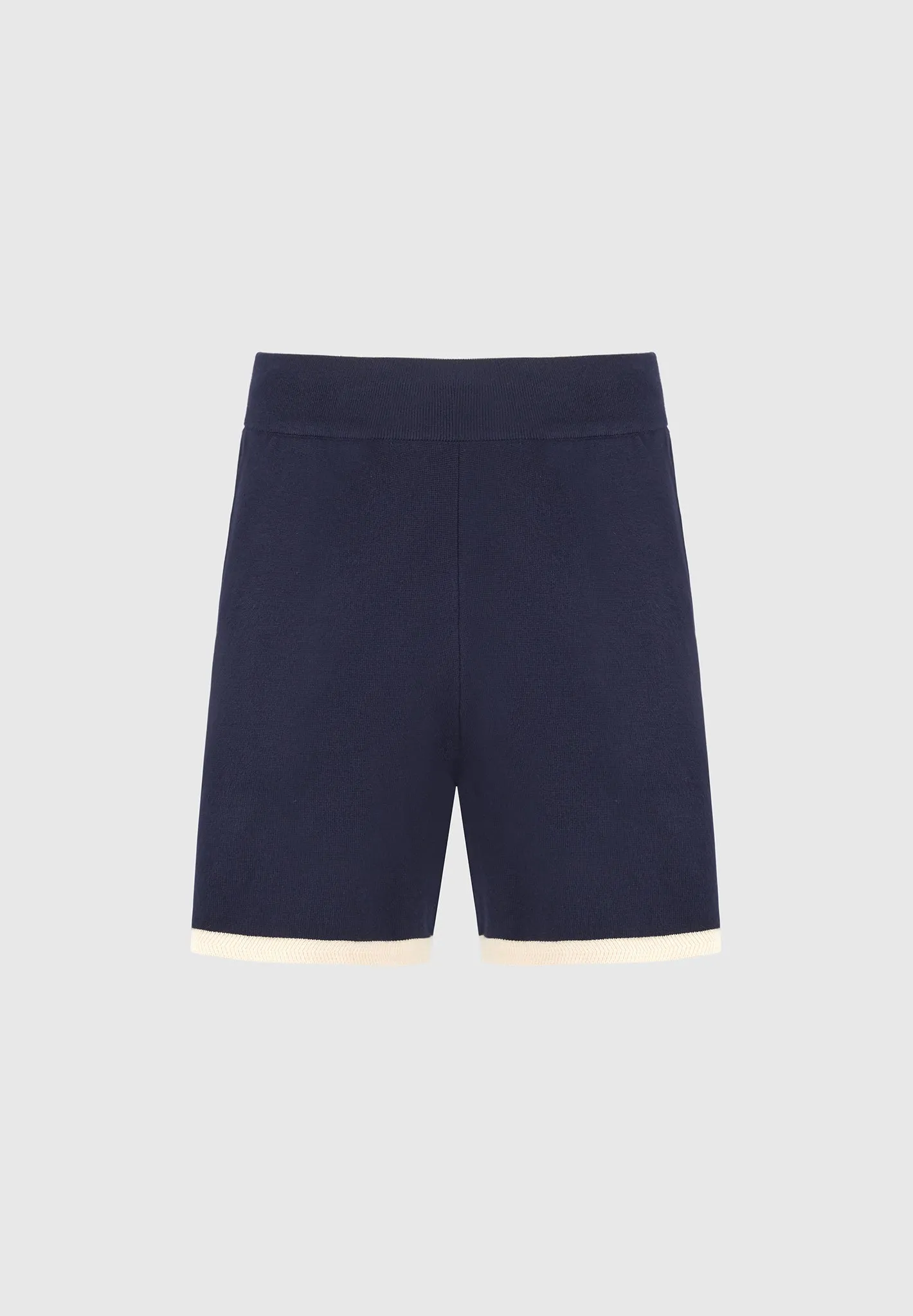 Regis - Contrast Detail Knit Shorts - Navy AthleticInspired FrenchTerry