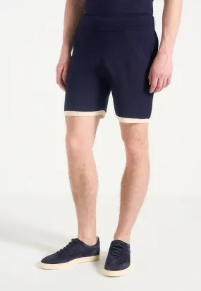 QuickDry Technology Metallic Fiber Blend Regis - Contrast Detail Knit Shorts - Navy