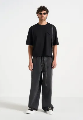 L??on - Boxy Cropped T-Shirt - Black Weekend Outing