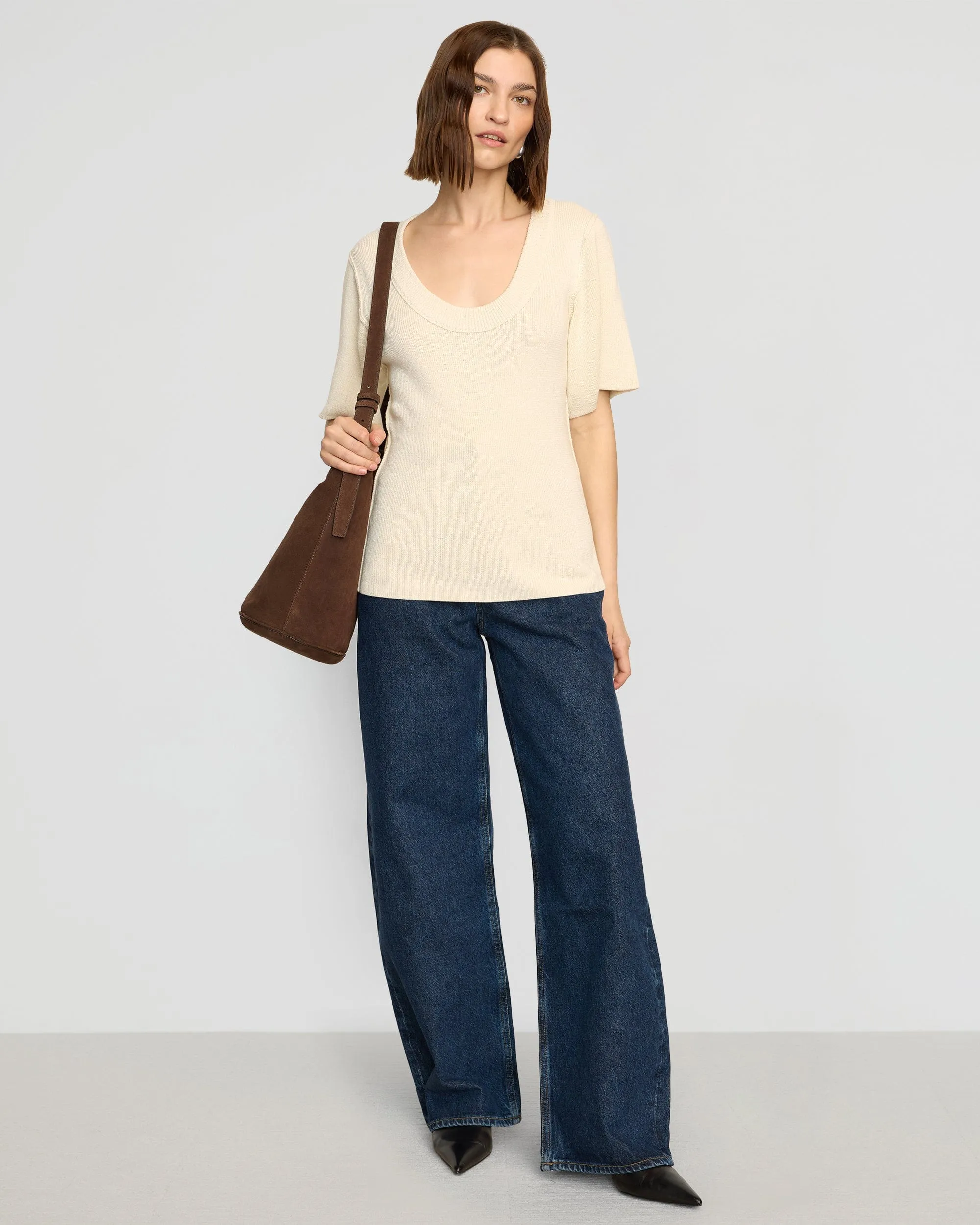 Reina Sculpted Scoop-Neck Knit Top Non Restrictive Armhole