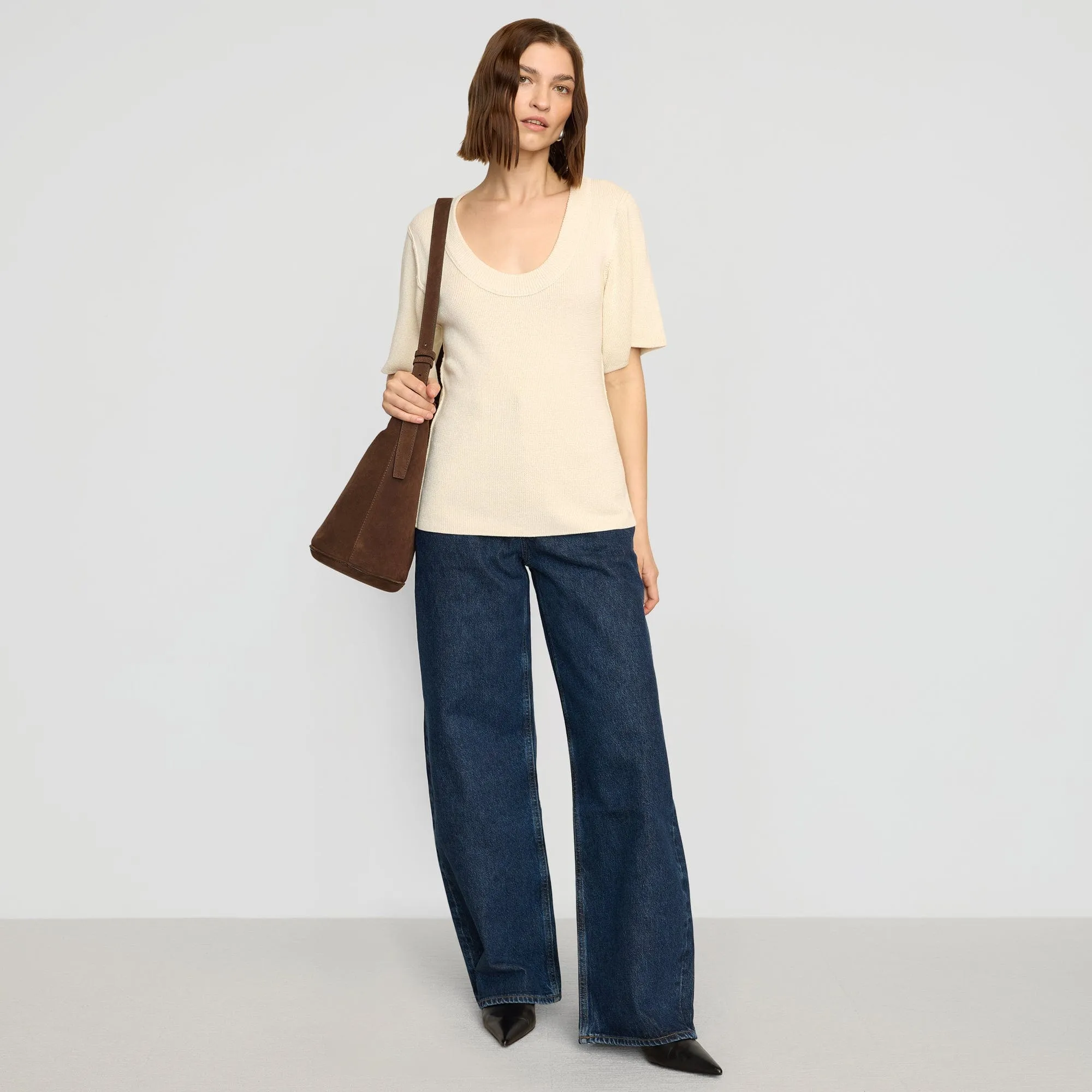 Soft Touch Feel Reina Sculpted Scoop-Neck Knit Top