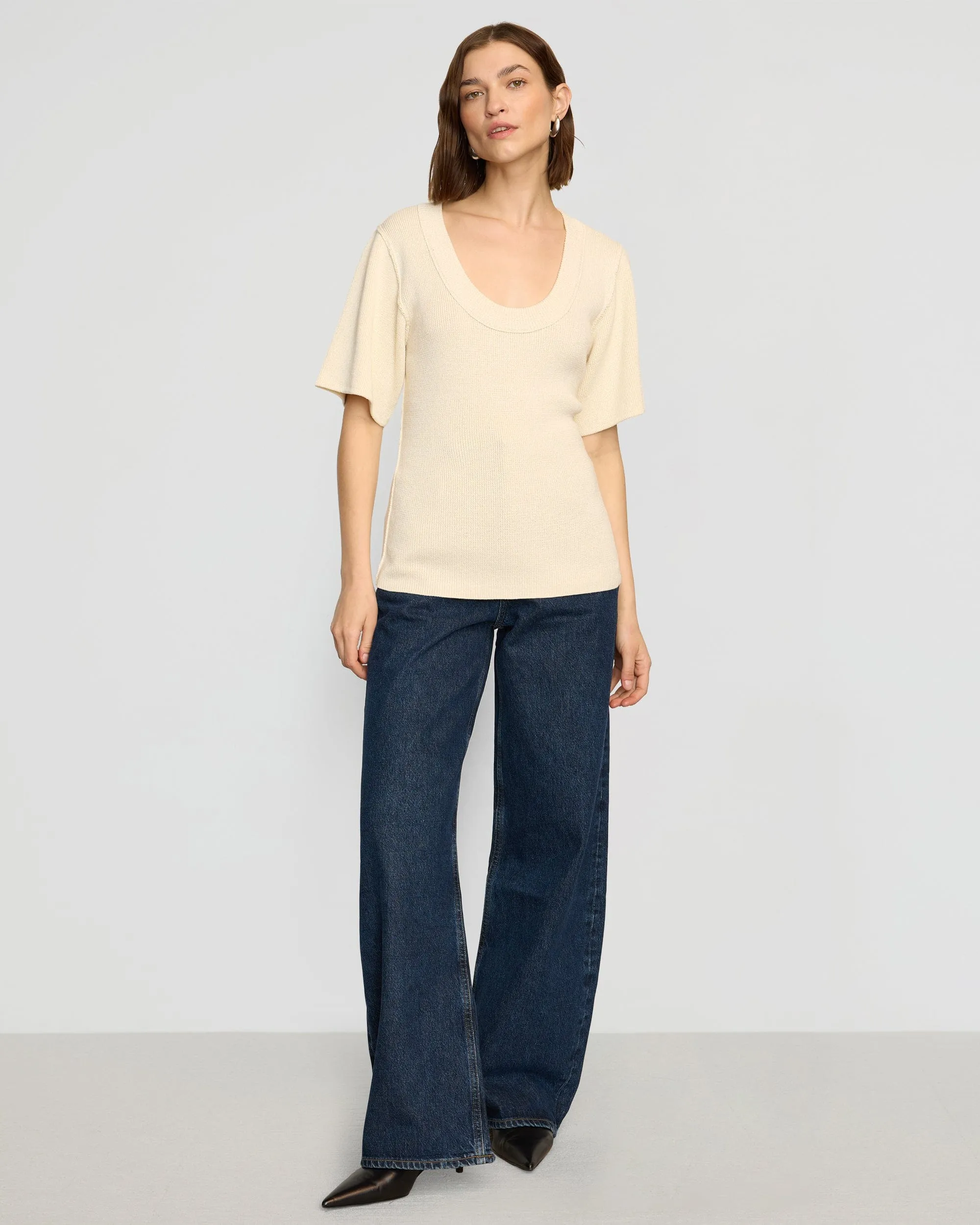 Reina Sculpted Scoop-Neck Knit Top All-Season Comfort Perfect Knitwear