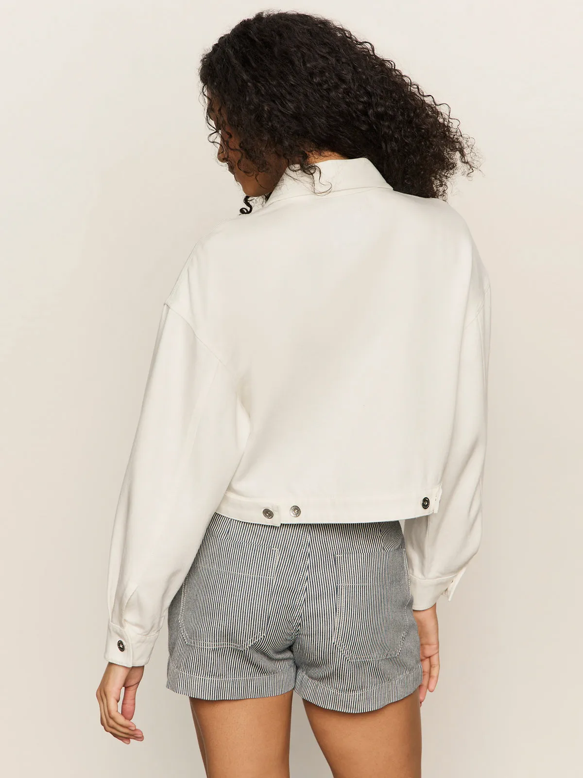 Cropped Paper Boy Jacket Bleached White Water Resistant Swim