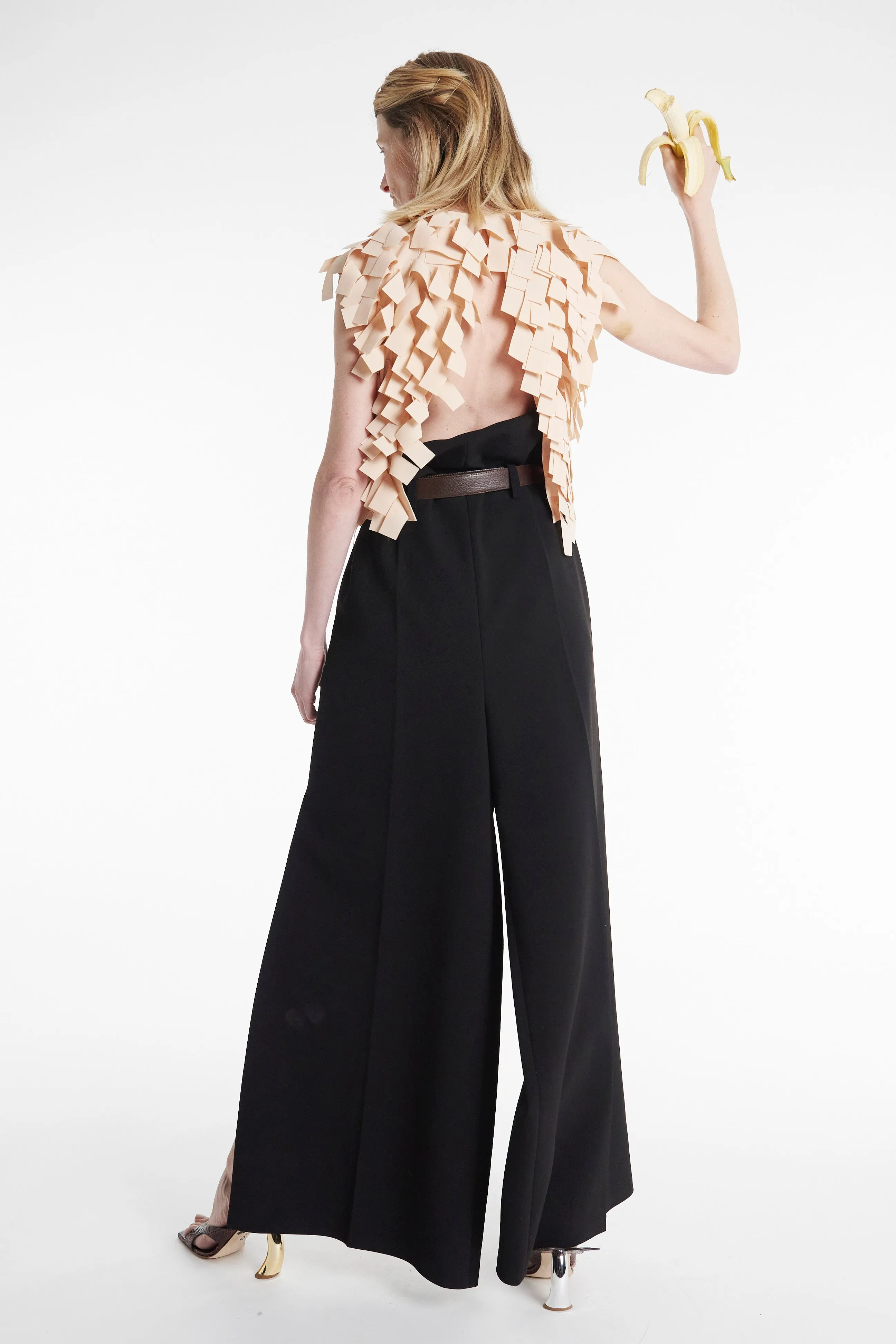 Top With Rectangle Detail Nude BreathableMaterial