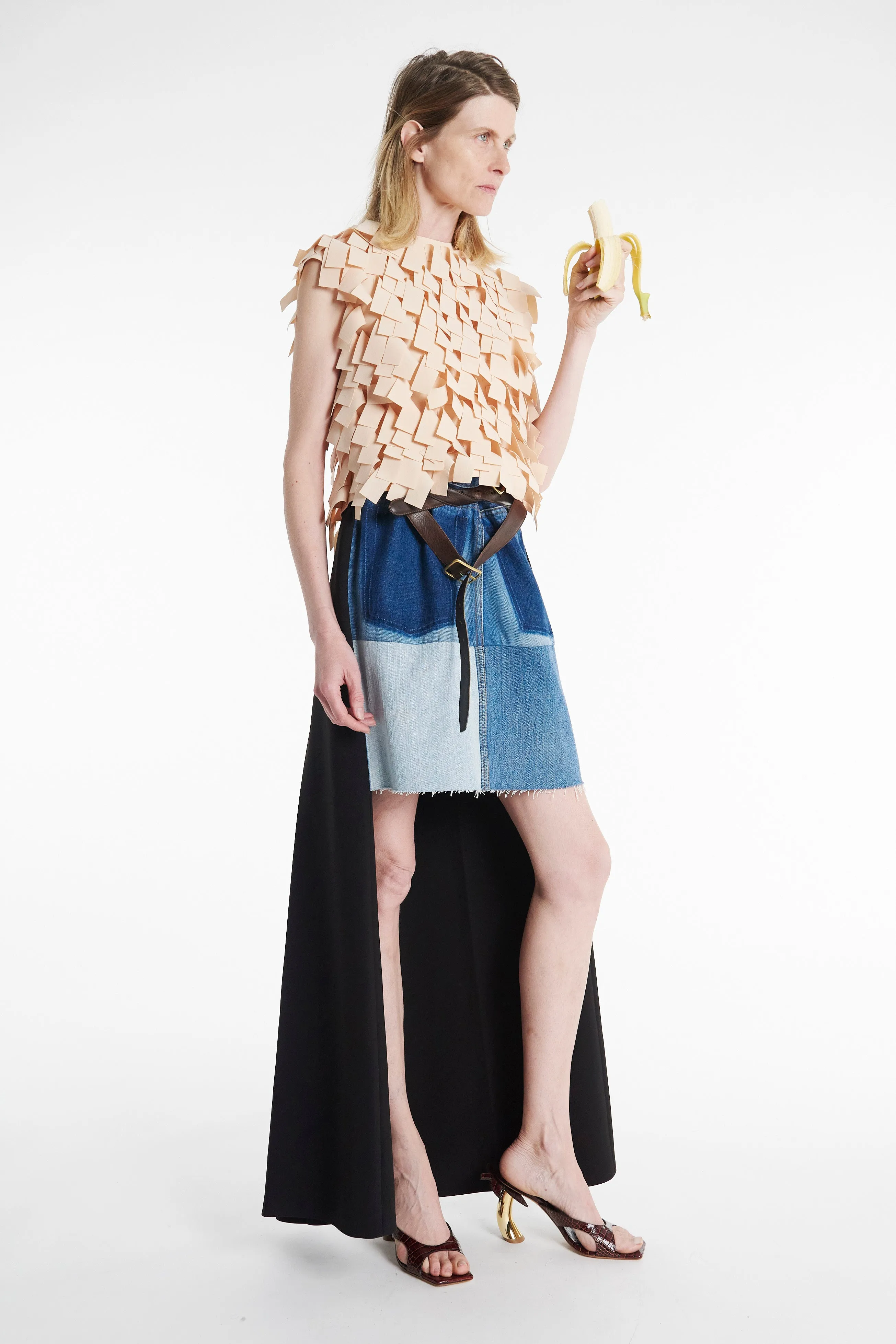 MultiFunctional Pocket Placement Top With Rectangle Detail Nude