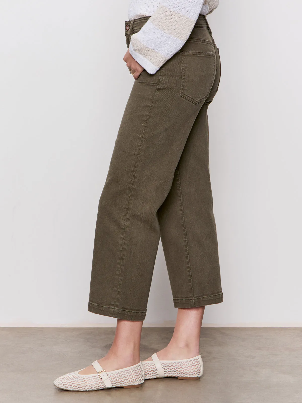 Stretchy Material League Crop Jeans Fatigue