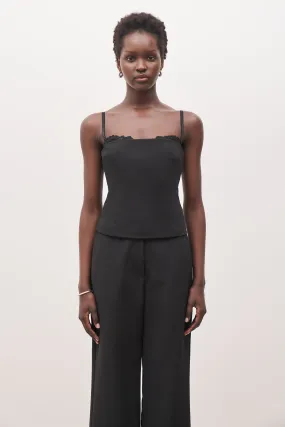 Tailored Bra Detail Bustier - Black Double Layered Fabric