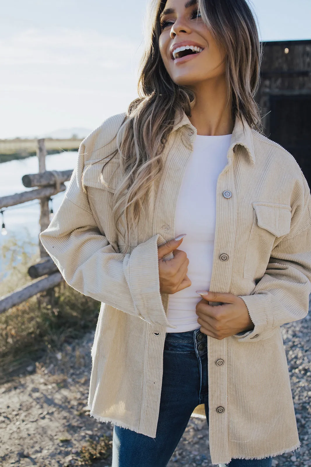 Heather Corduroy Shacket - FINAL SALE Distressed Texture Modern Look