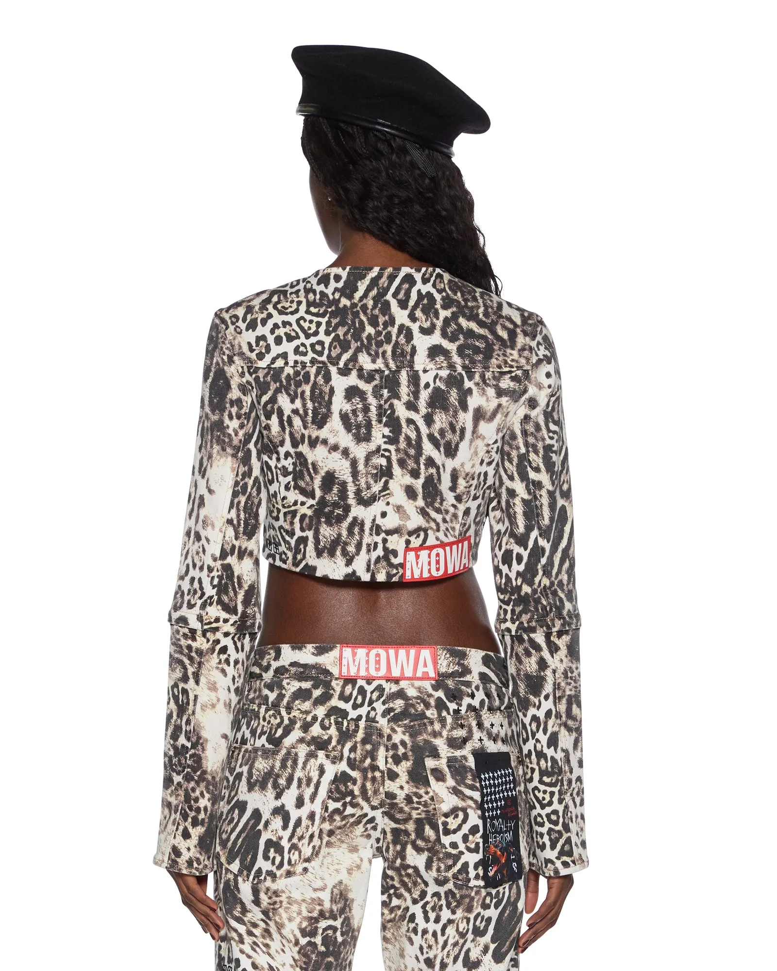MOWALOLA CROP JACKET CHEETAH Ethically Sourced Material