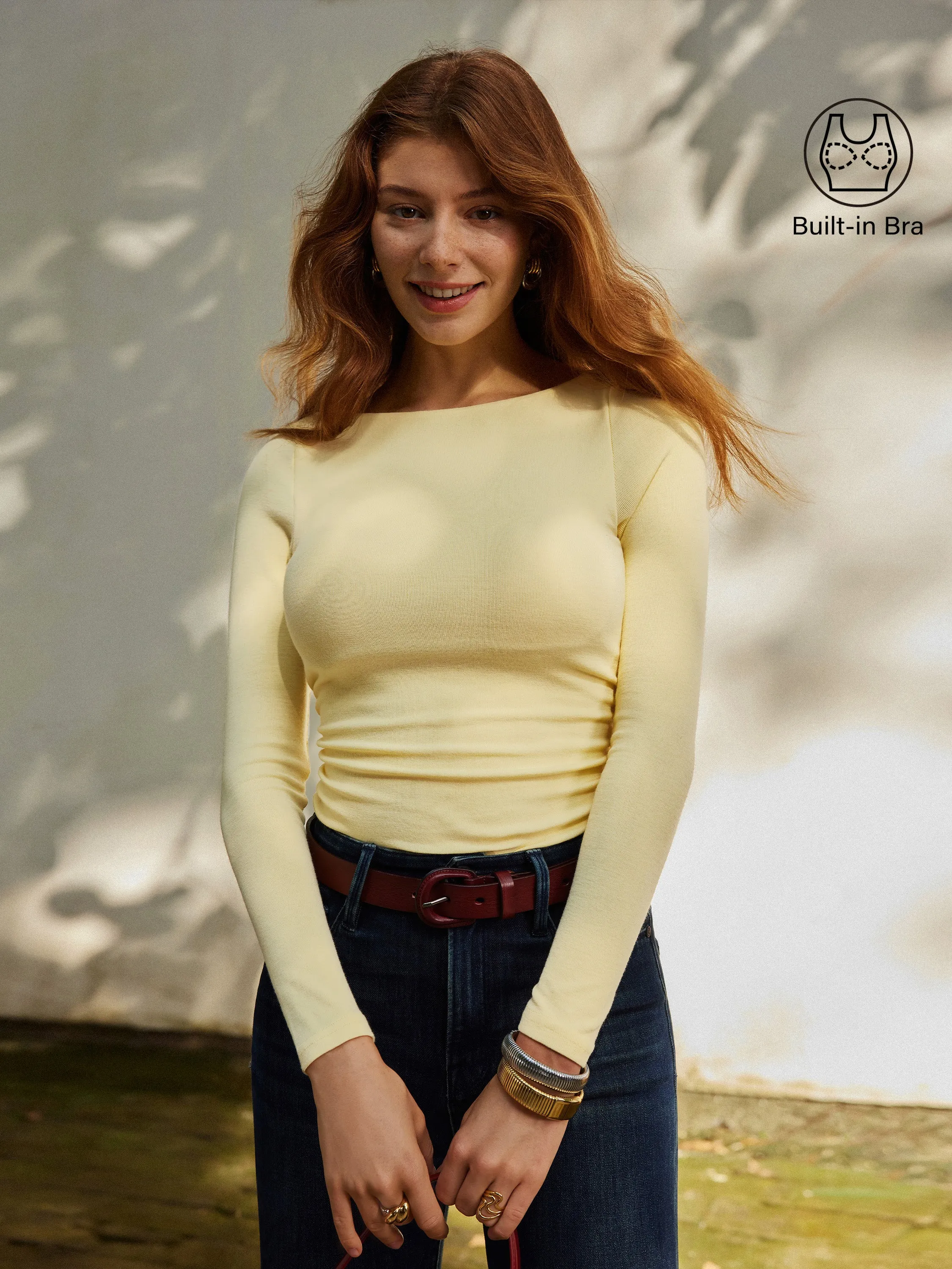 wrinkle free finish SeamlessConstruction Open-Back Brami Top