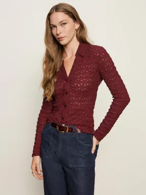 Dreamgirl Lace Button Up Top Night Berry Vegan