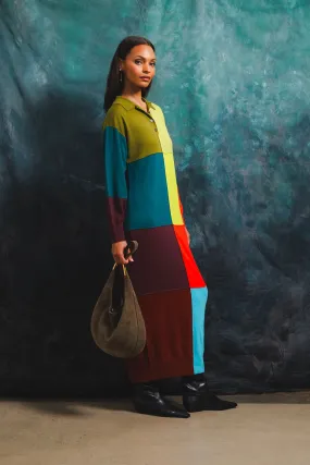 Elegant Cardigan Relaxed Design Relaxed Patchwork Polo Sack Dress