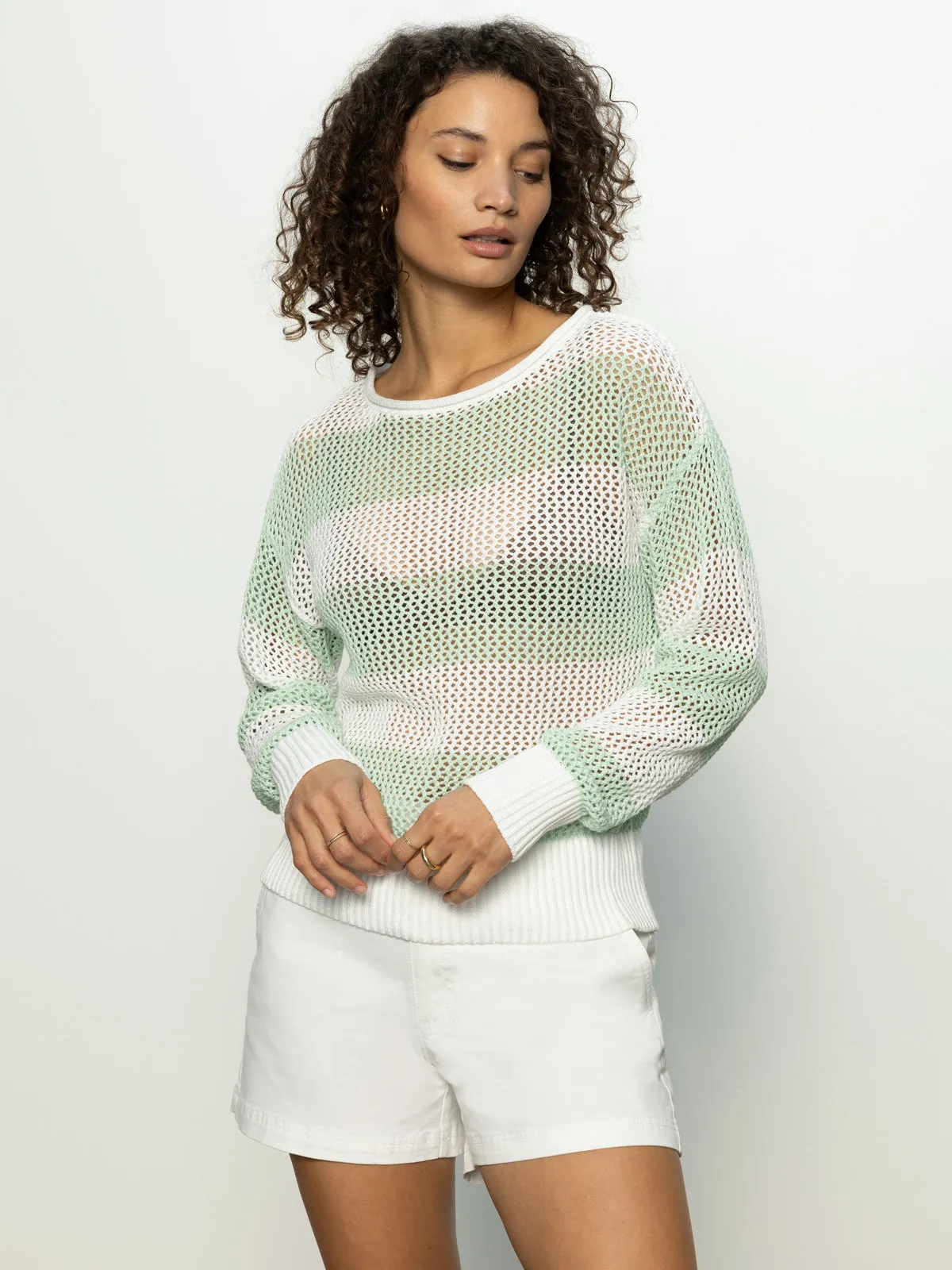 Open Knit Sweater Mint Tea / Chalk AllDay Comfort