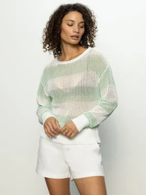 Open Knit Sweater Mint Tea / Chalk Flexible Neckline Textured Surface