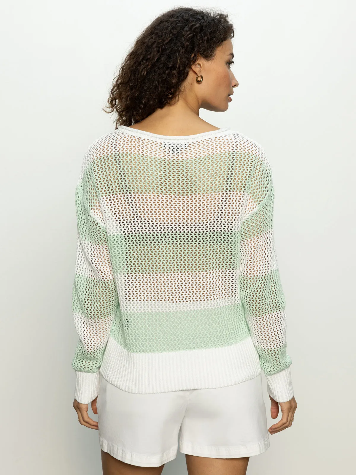Open Knit Sweater Mint Tea / Chalk Quick-Dry Fabric Casual Comfort Top