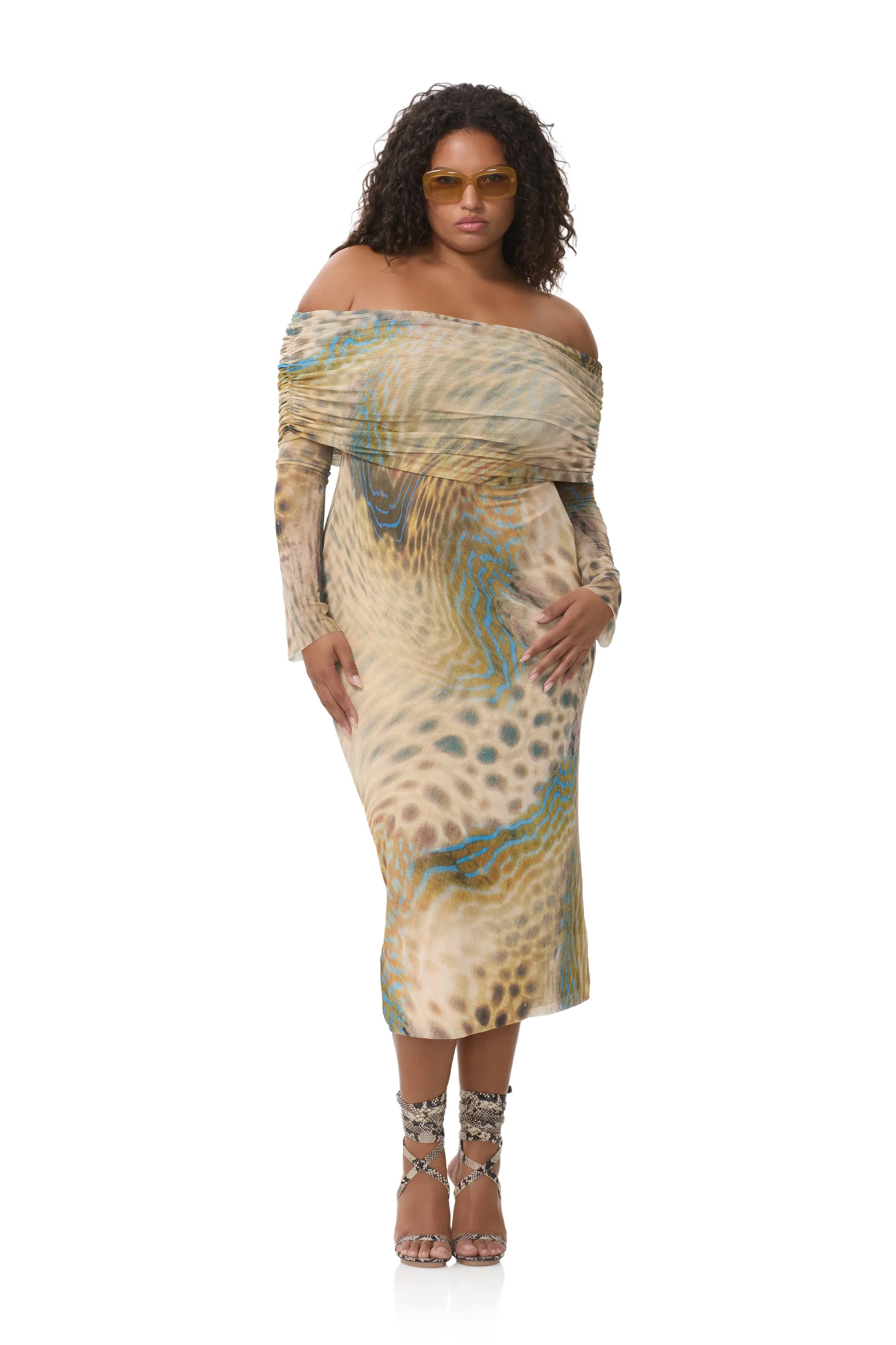 Draped Silhouette Cornelia Dress - Fish Scale Swirl