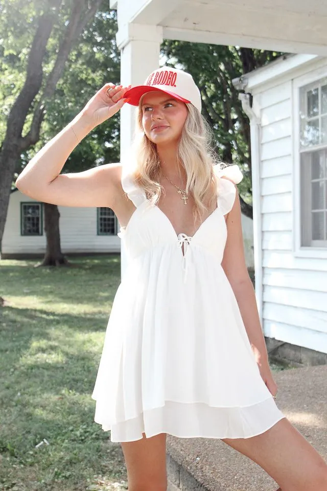 Rendezvous Ruffle Mini Dress - White Lightweight Thermal