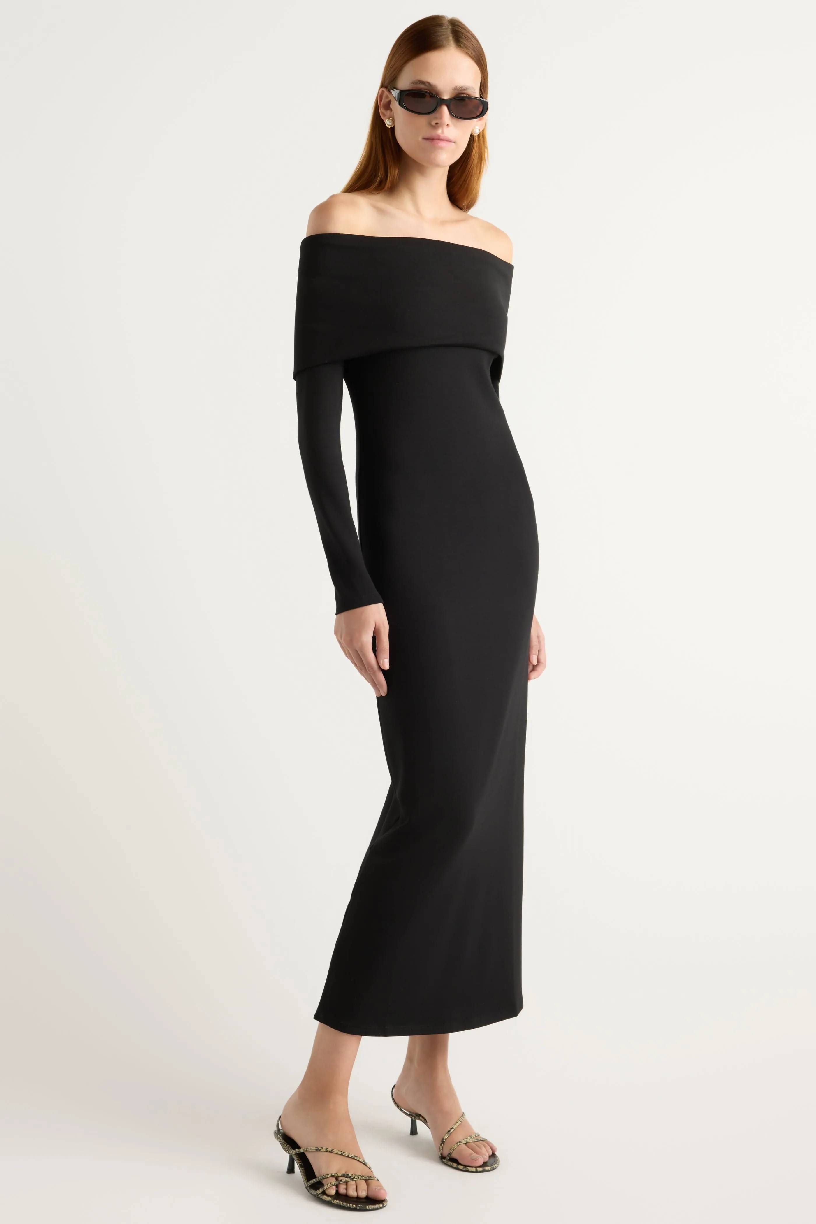 Morgan Split Foldover Jersey Dress Formed Look