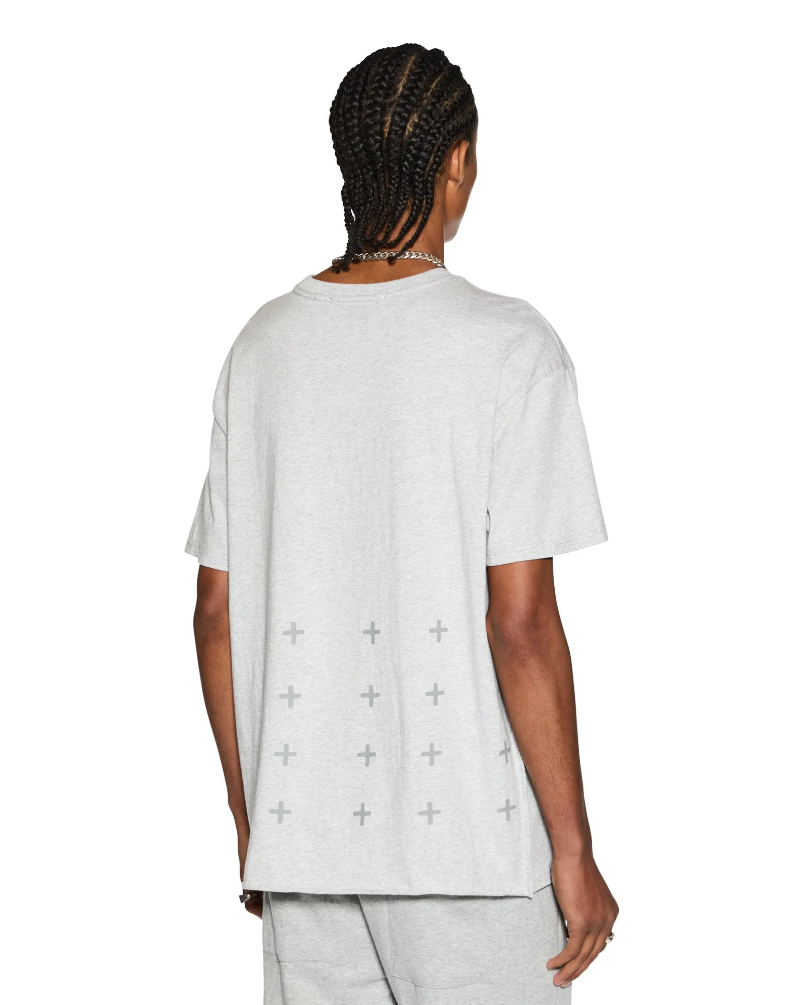 4 X 4 BIGGIE SS TEE GREY MARLE Layered Collar No Shrink Technology