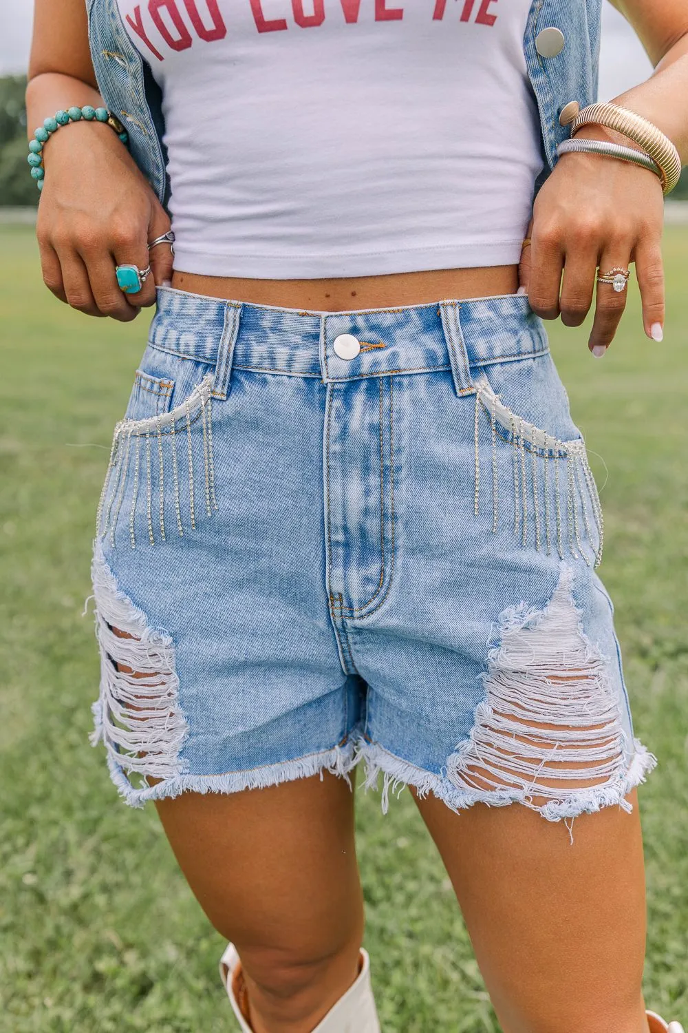 Rhinestone Rodeo Jean Shorts Everyday Style Active Look