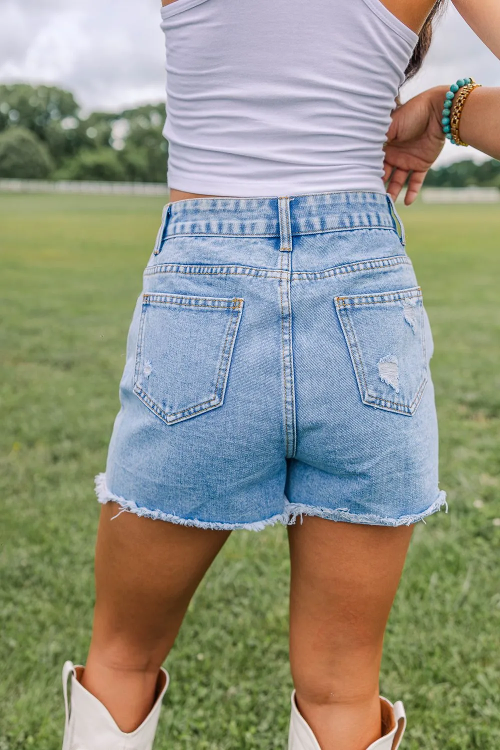 Rhinestone Rodeo Jean Shorts AntiStatic Weave EasyClean