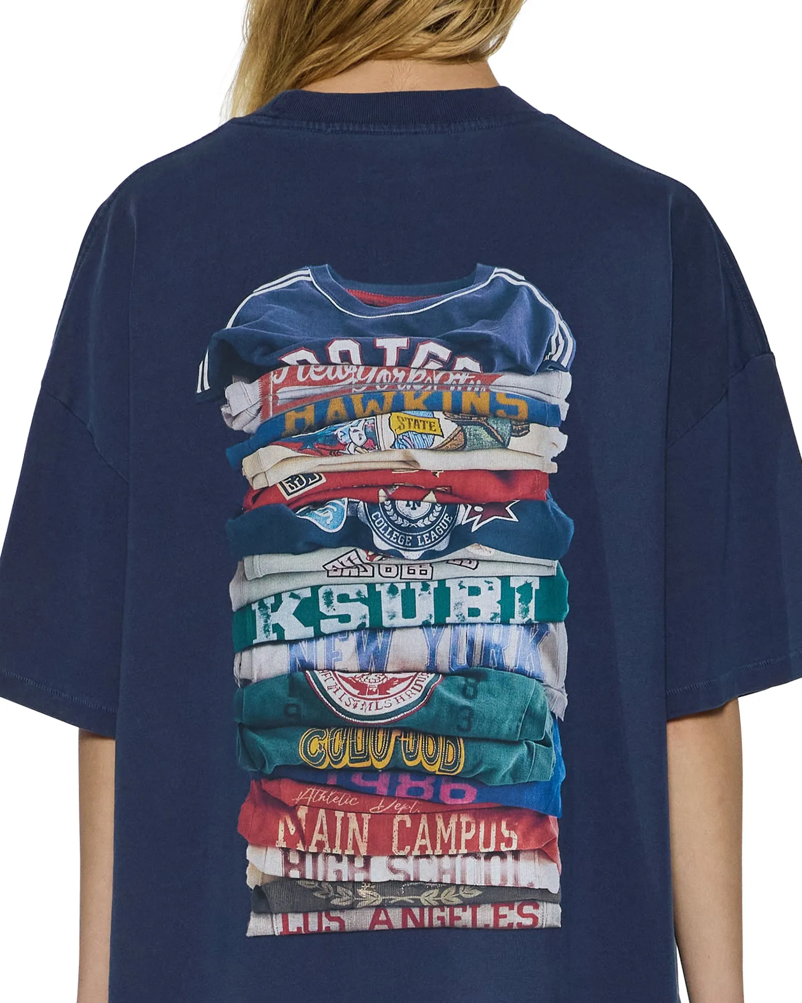 STACKS BOYFRIEND SS TEE INK BLUE Hybrid Fabric Blend