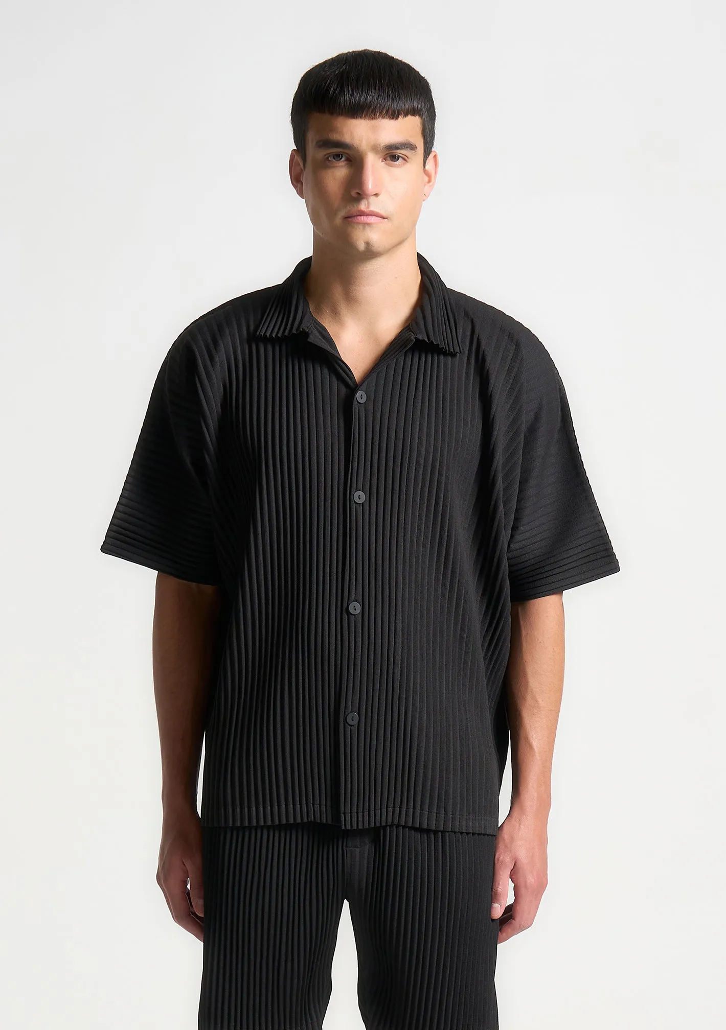 Tear Resistant Weave Pascal - Pleated Shirt - Black