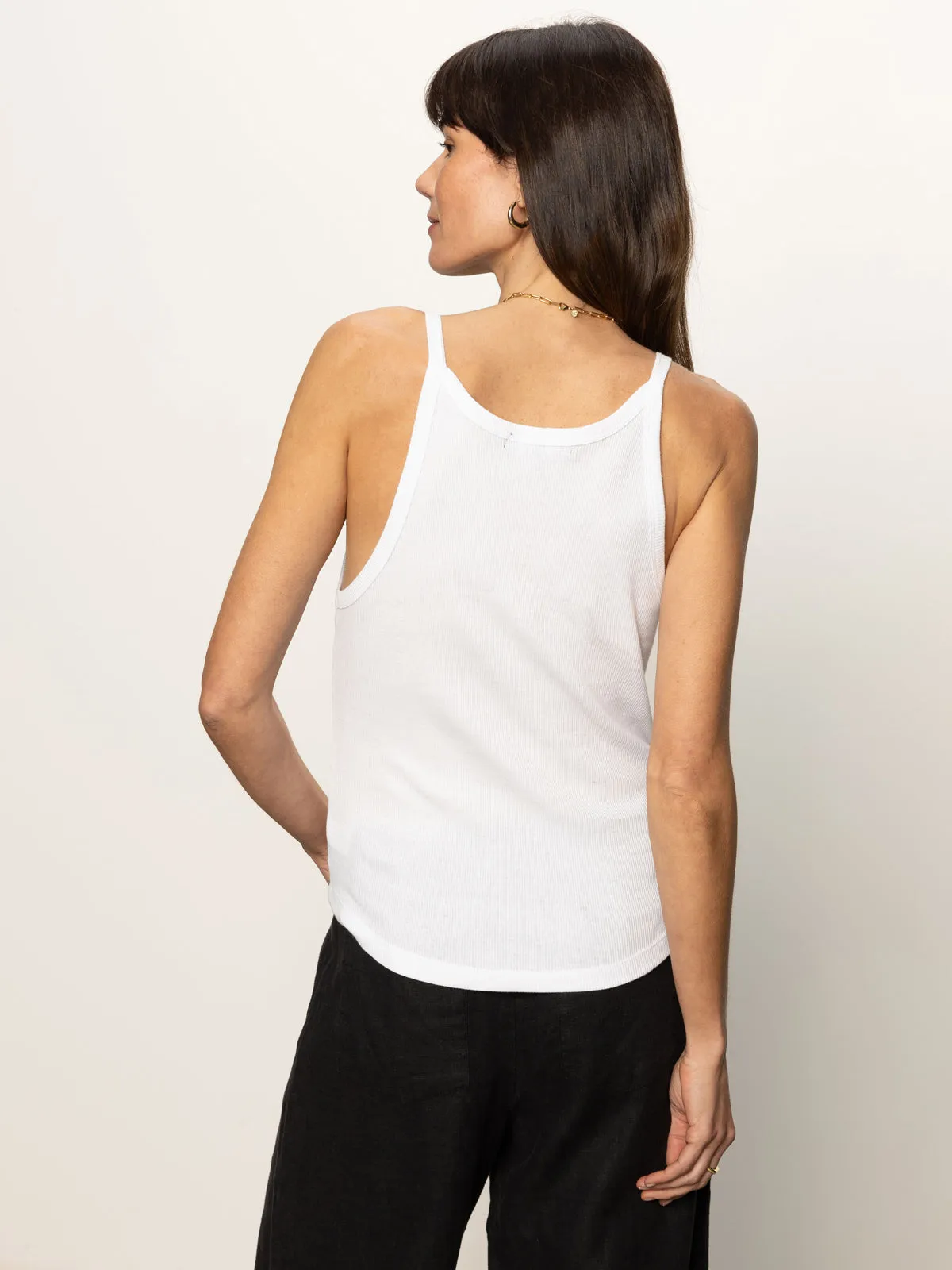 Ribbed Racer Tank White Aerodynamic Drag Reduction UV Blocking Fabric