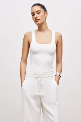 Stretch Technology Breathable3DKnit Ribbed Scoop Neck Vest - Ivory