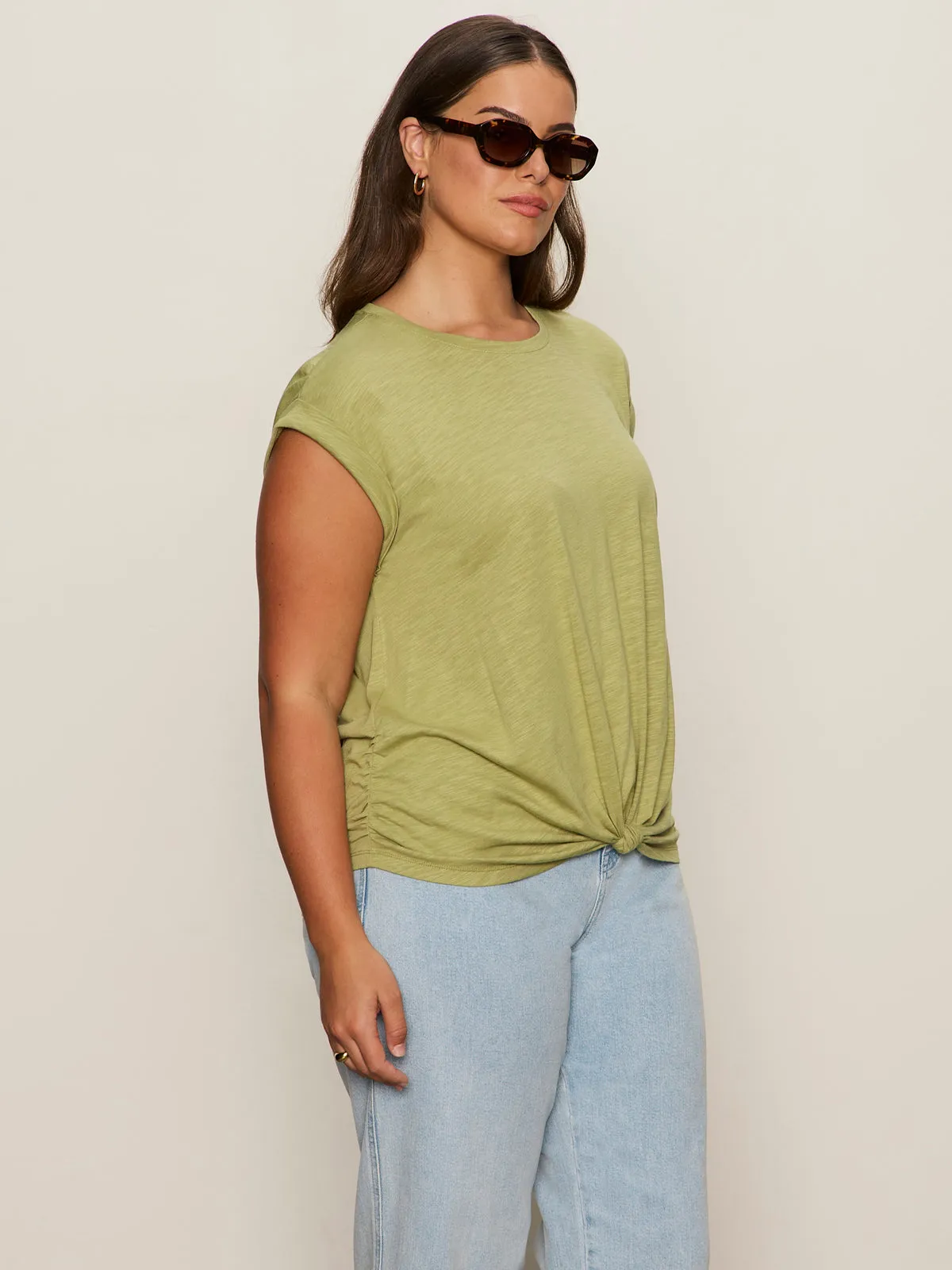 RibbedCuff Cozy Layer Knotted Muscle Tee Bamboo Extended Sizing