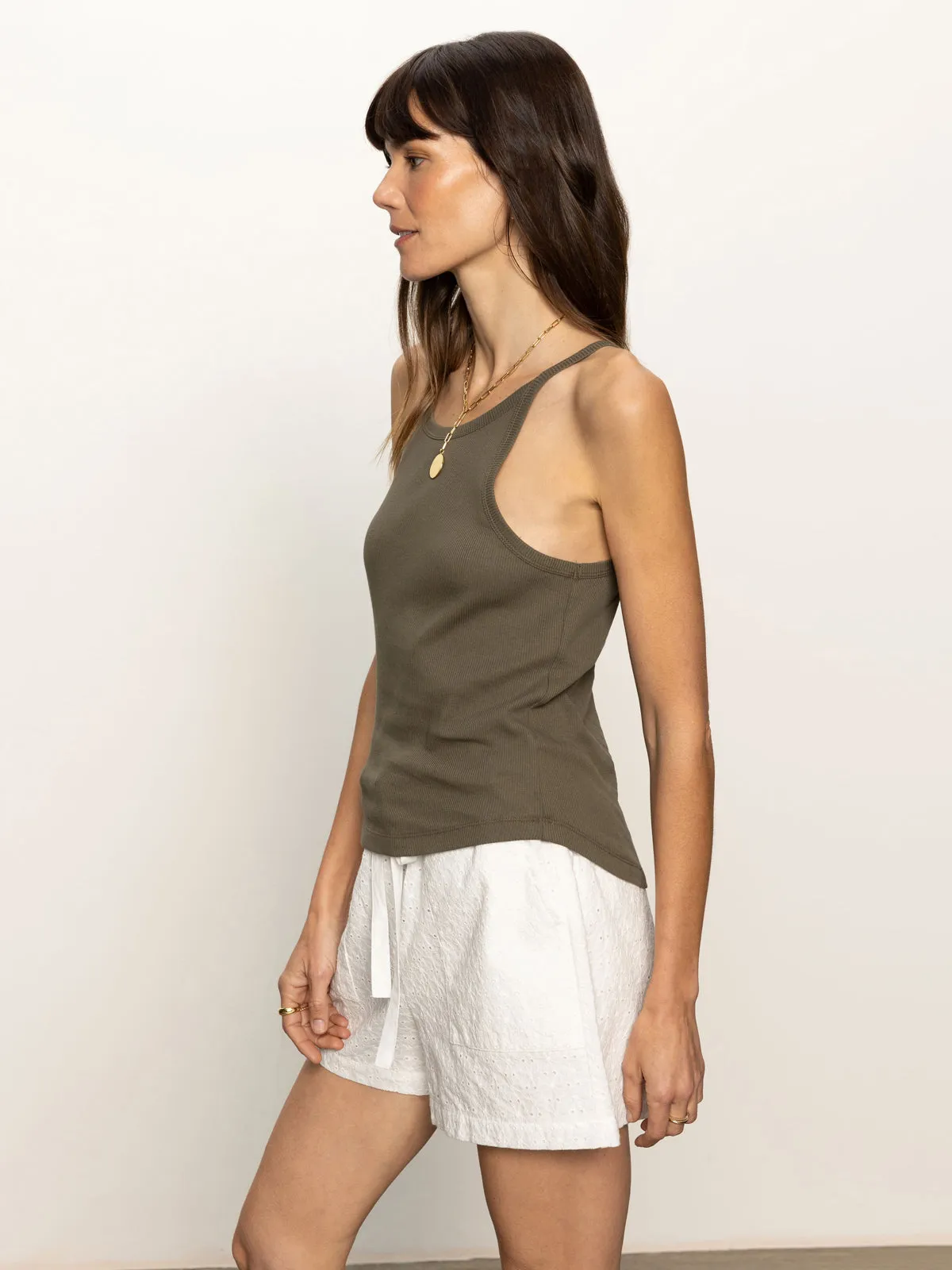 EthicallySourced Ribbed Racer Tank Kalamata