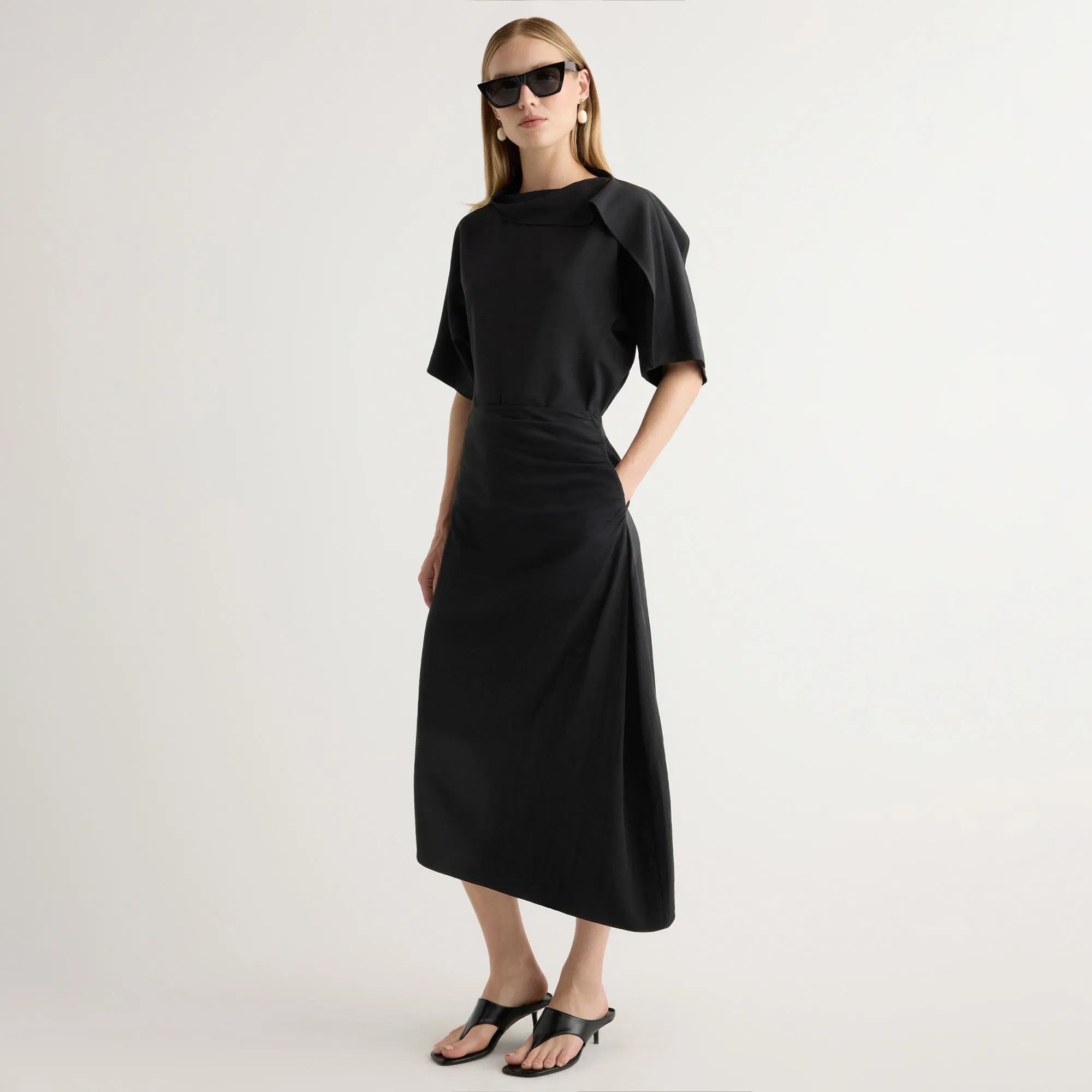 Rita Asymmetric-Hem Shirred Skirt Modern Cut Heritage Brand