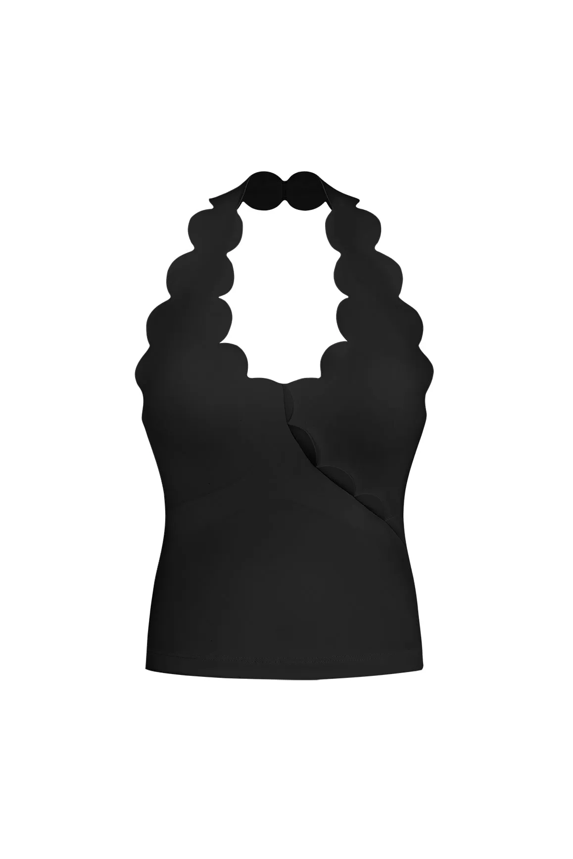 Non Restrictive Fit Riviera Scallop Halter Bra Tank