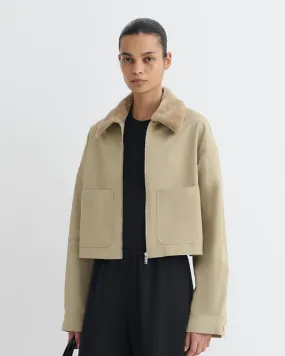 Phebe - Cropped Tech Twill and Faux Fur Jacket - Pebble/Beige Lightweight-material-advantage-characteristic