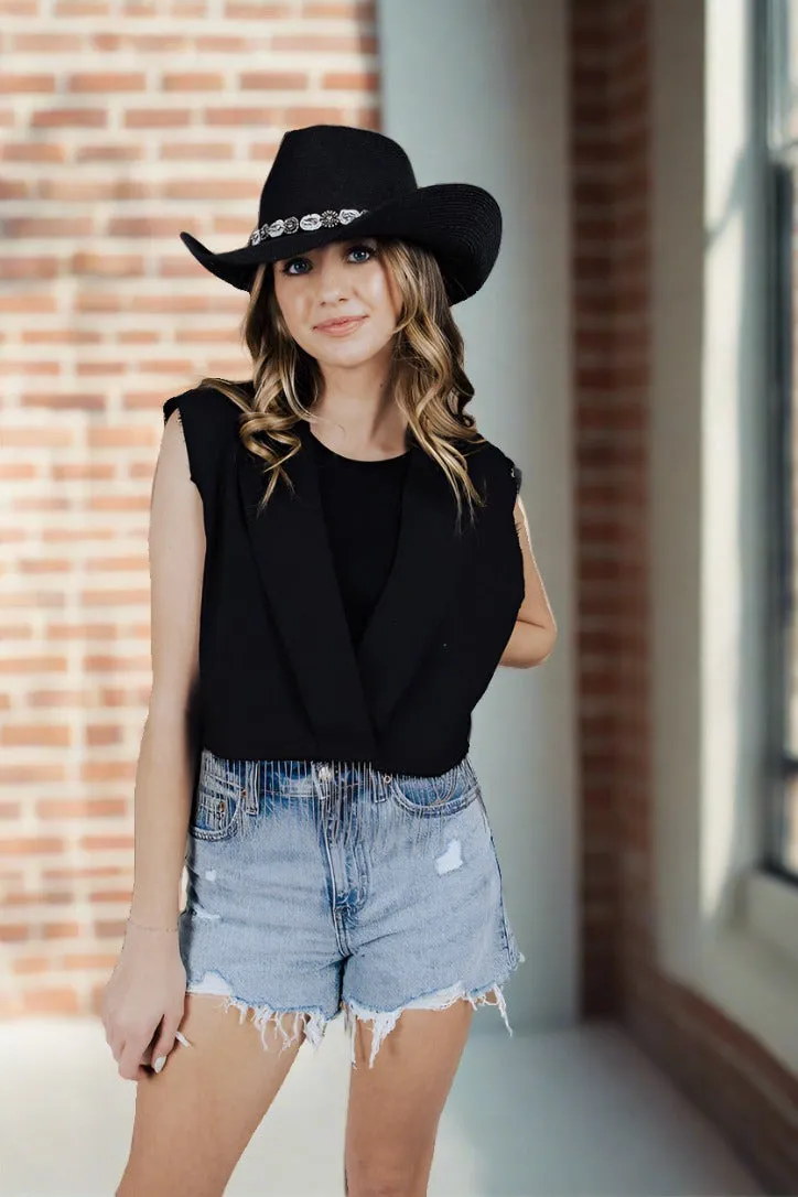 Quick Access Pockets Ribbed Hemline Rodeo Roundup Fringe Vest - FINAL SALE