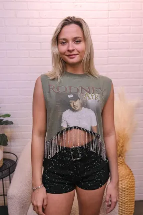 Rodney Atkins Rhinestone Fringe Tank Stretchable Material EasyCare Fabric