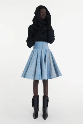 Knit Snood Top With Gloves Black RawHemDetail Soft Knit